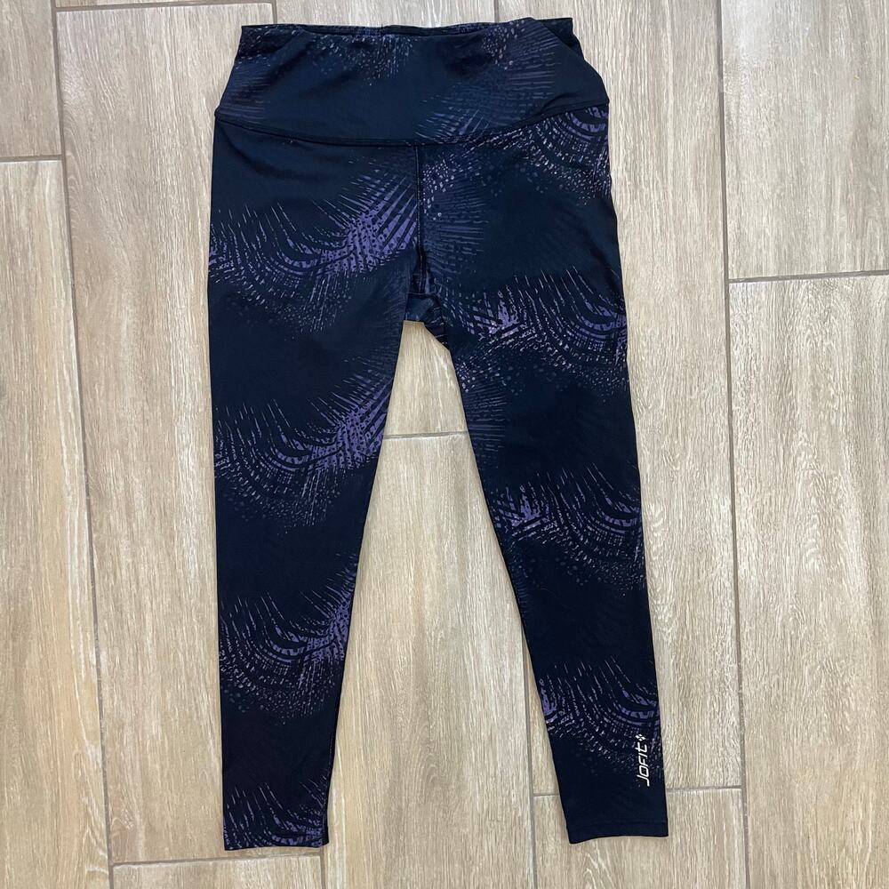 Jofit High Rise Crop Leggings Women’s M Black Purple Print 7/8 24” Inseam